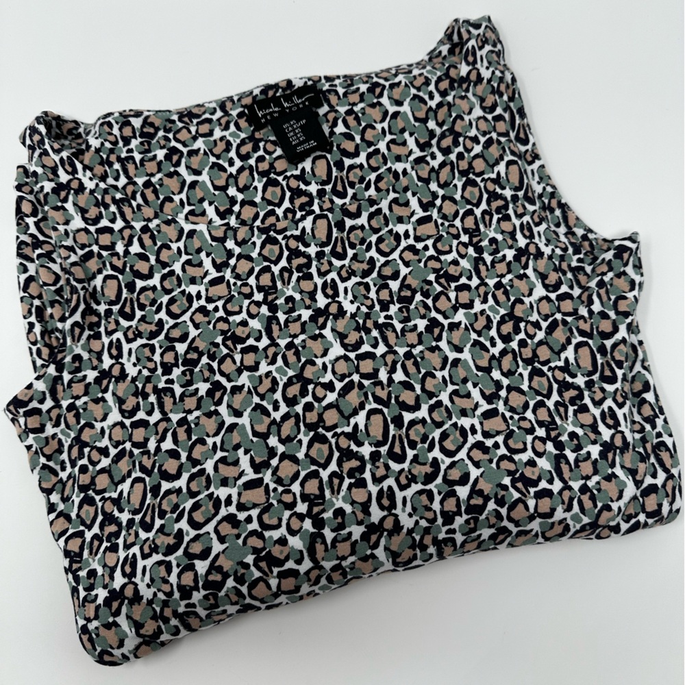 Nicole Miller Jersey Tank Dress, Green Leopard Print - Size XS